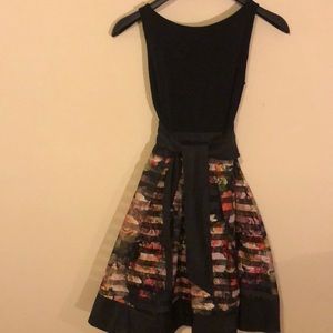 Black “Dress Barn” Dress w/Floral Striped Bottom
